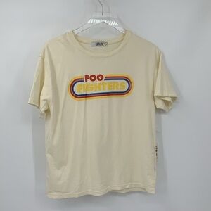 Let Luv Foo Fighters graphic tee t-shirt shirt cotton cream music blue new XS